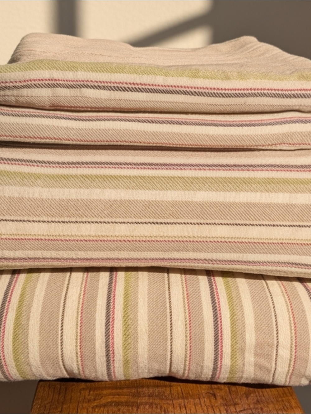 Martha Stewart Collection 100% Cotton Neutral Stripe Queen Sheet Set